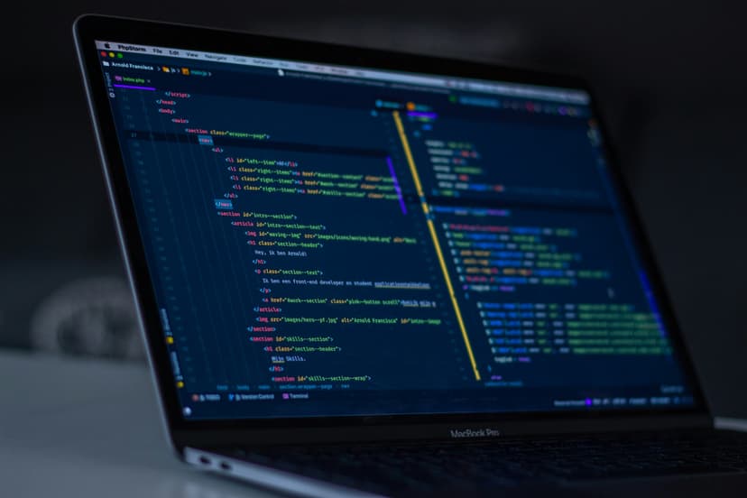 A laptop with code on the screen